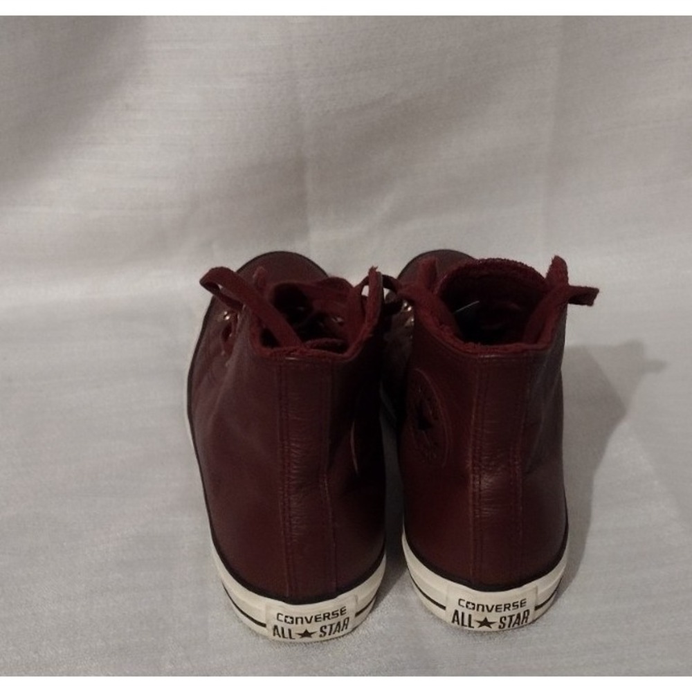 Converse All Star Women Size 9 Sneakers Burgundy Leather & Faux Fur Hi Top - Picture 2 of 5